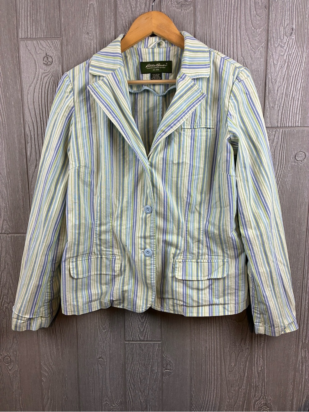 Eddie Bauer Women’s L Striped Cotton Stretch Blazer Jacket Fall